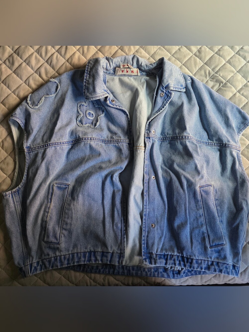 Marni Light Blue Denim Vest With Patch Details Size 12 US